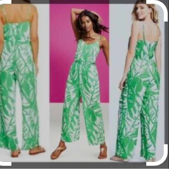 Lilly Pulitzer Green & White Boom Boom Romper Jumpsuit Size L - Picture 1 of 7